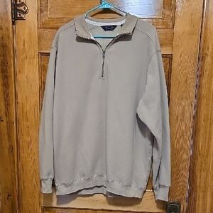 Roundtree & Yorke Men's Long Sleeve Tan 1/4 Zip-Up Sweater XL
